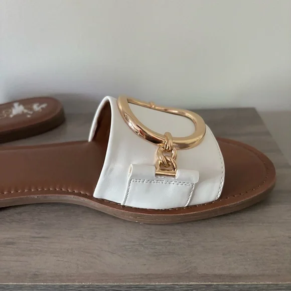 Franco Sarto White Slide Sandals NWOT - Picture 6 of 9